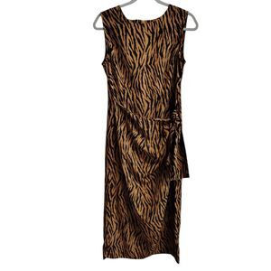 Vintage‎ Sag Harbor Tiger Stripe Side Tie Midi Dress Size 10